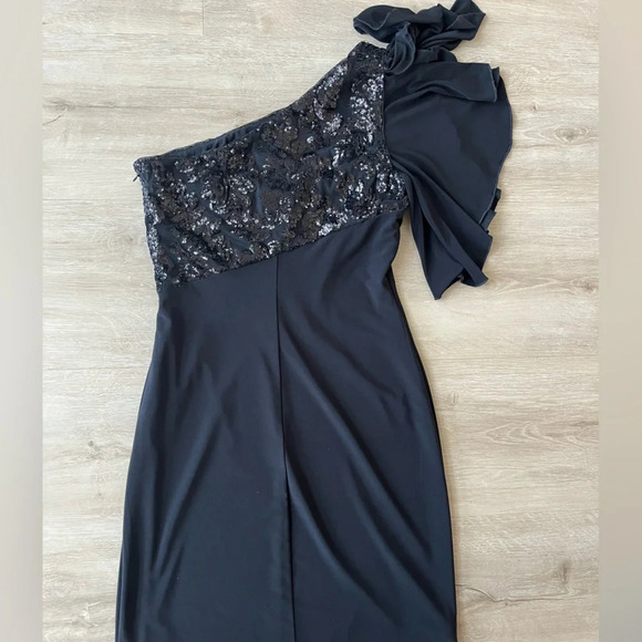 Ralph Lauren Black One Shoulder Evening Dress SZ 6 - Picture 6 of 6